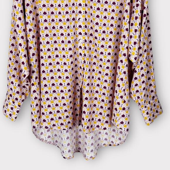 Charlie Holiday Maple Geometric Print Button Front Long Sleeve Oversized Shirt - Picture 7 of 15
